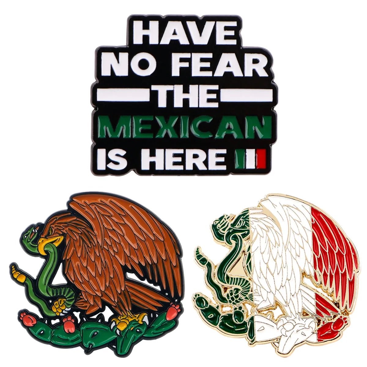 Mexican Flag Eagle Enamel Pin Brooches for Women Lapel Pins Metal Badges Clothes Accessories Fashion Jewelry Friends Gifts