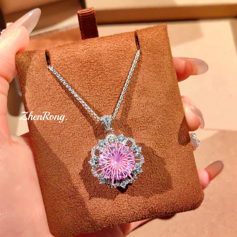 2026 Aesthetic Style Women's Necklace Sparkly Cut Crystal Zirconia Romantic Wedding Accessory Exquisite Engagement Jewelry