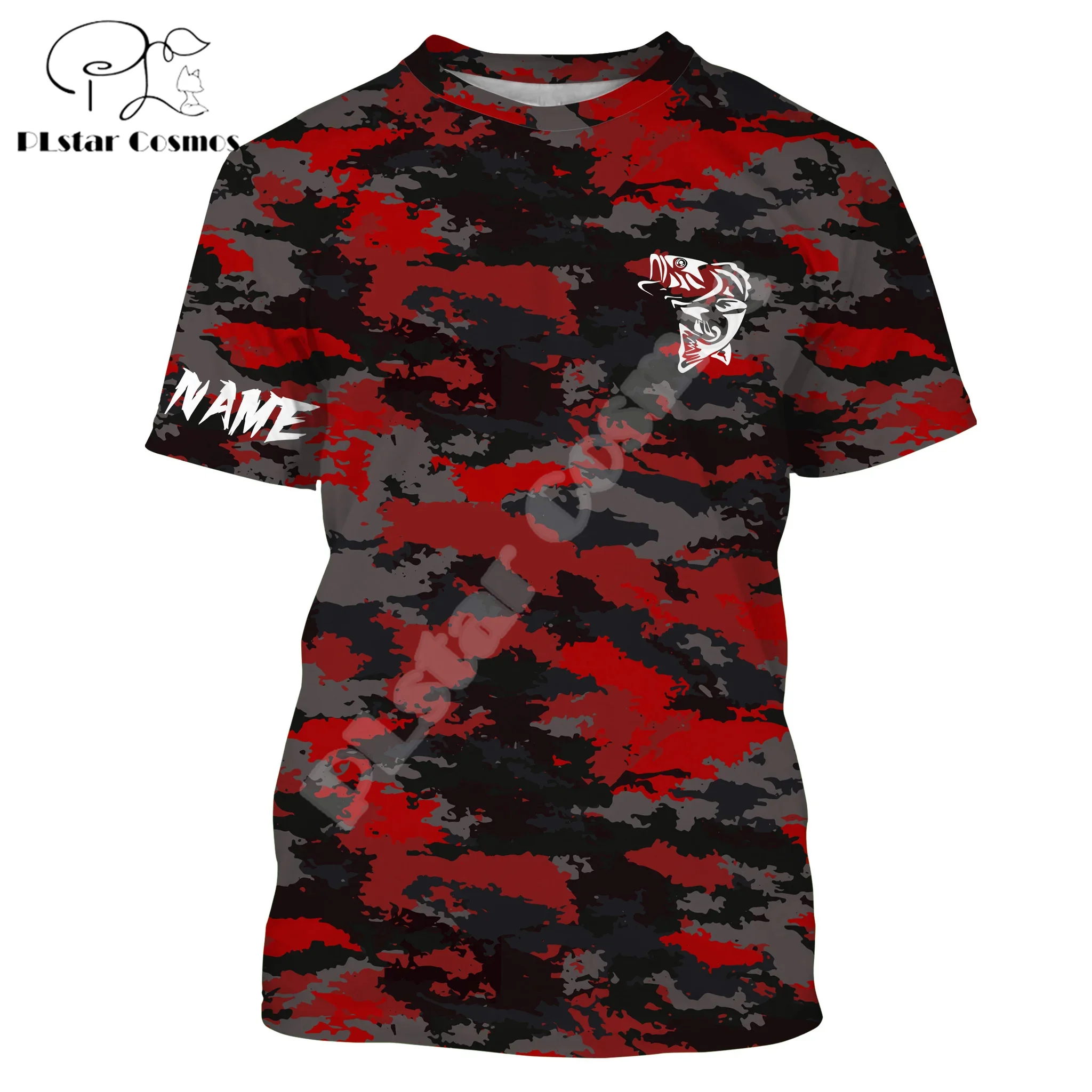 Custom Name Animal Bass Mahi Fishing Graffiti Gradient Fish Tattoo Retro 3DPrint Summer Casual Harajuku Short Sleeves T-Shirt A2