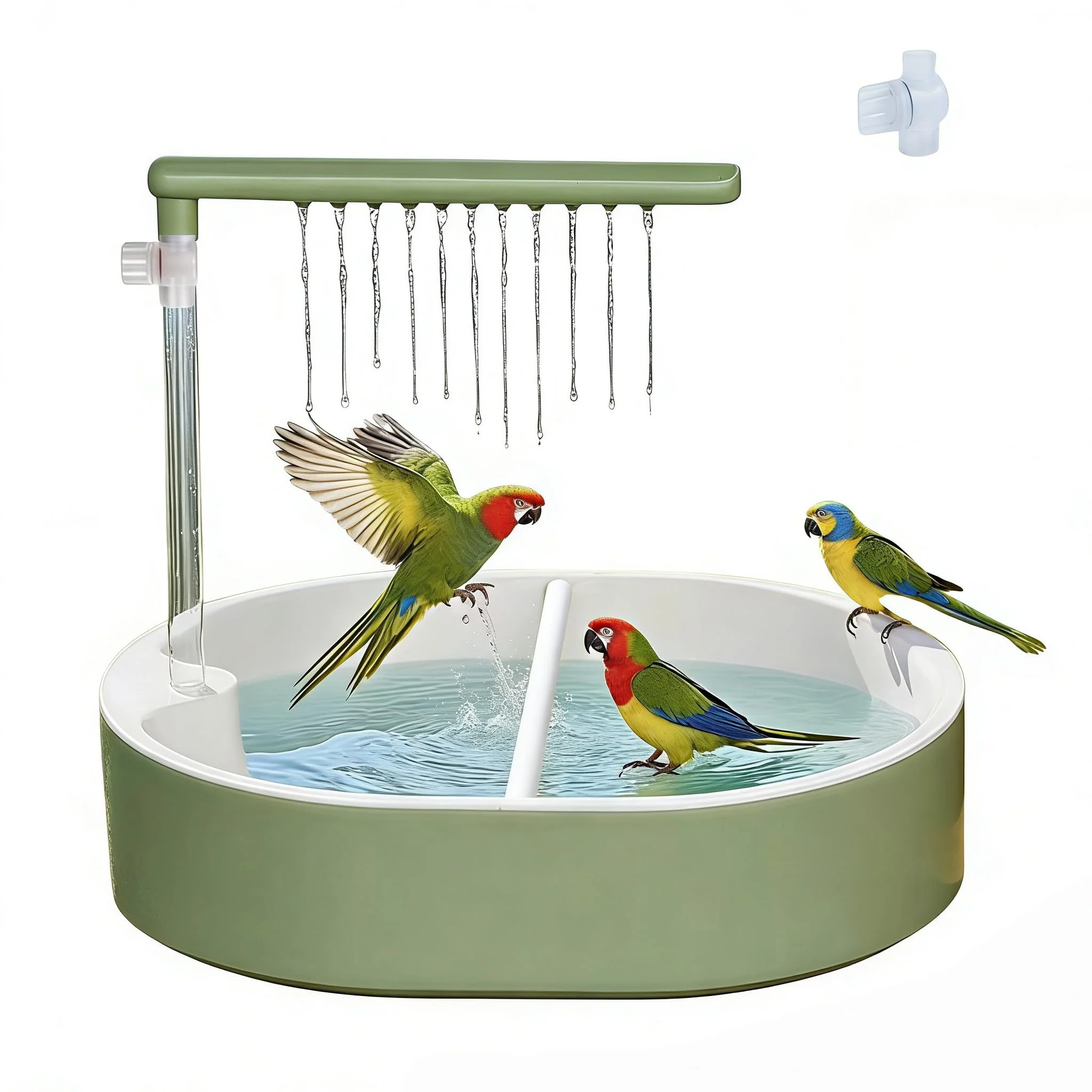 Adjustable Automatic Parrot Bathtub, USB Electric Pet Circulating Water Bath, Flow-Adjustable Bird Shower Fountain, Suitable for Pet Parrots, Budgerigars, African Finches, and Macaws, Etc