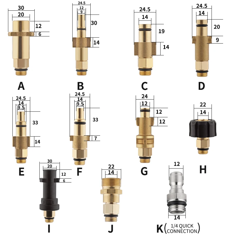 Adapter For Snow Foam Lance 1/4 Quick Connection High Pressure Wash Machine Karcher Lavor Bosch Nilfisk Huter Kranzle