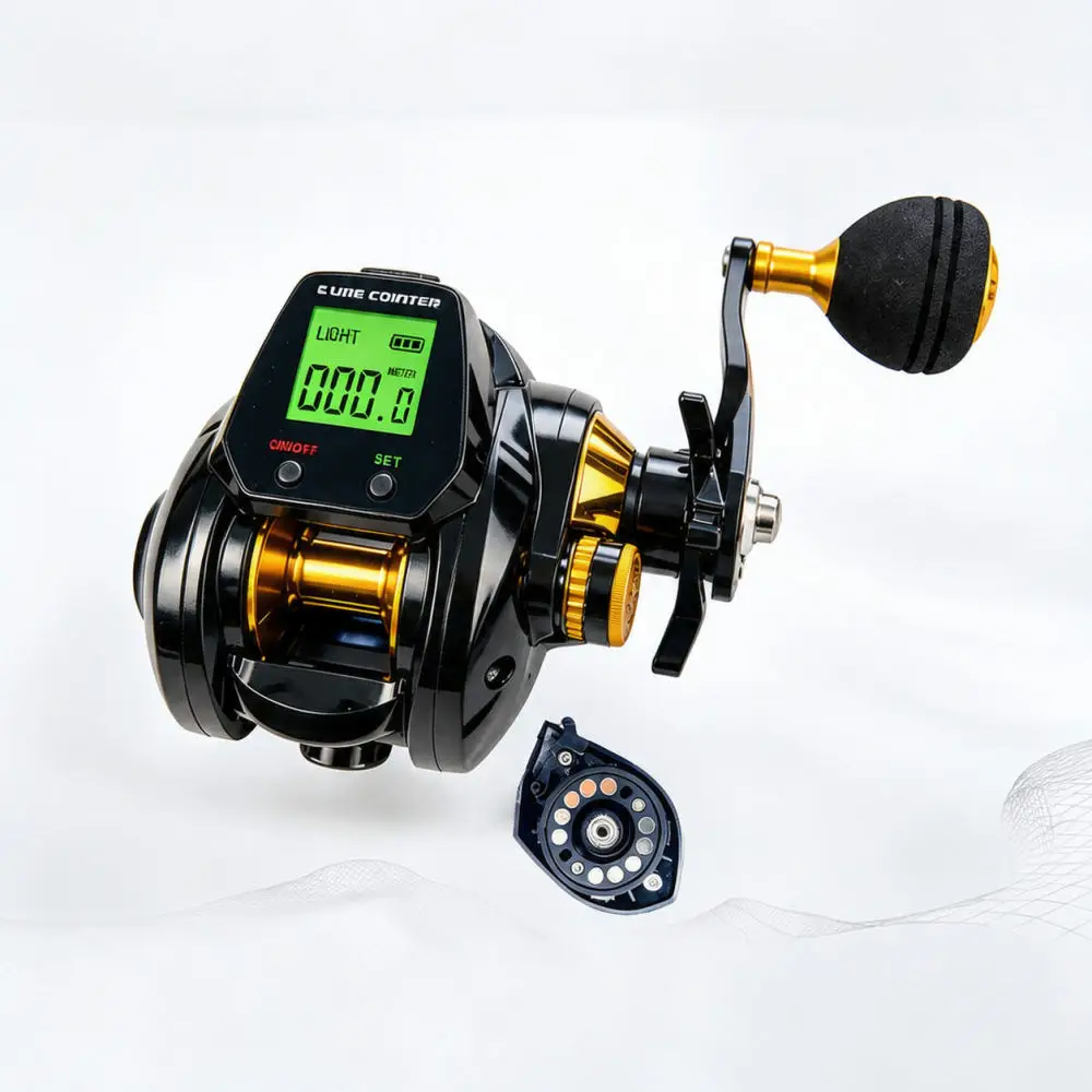 Digital Display Baitcasting Reel With Depth Memory Alarm USB Charging For Wild Wolf Fishing Equipment Boat Casting