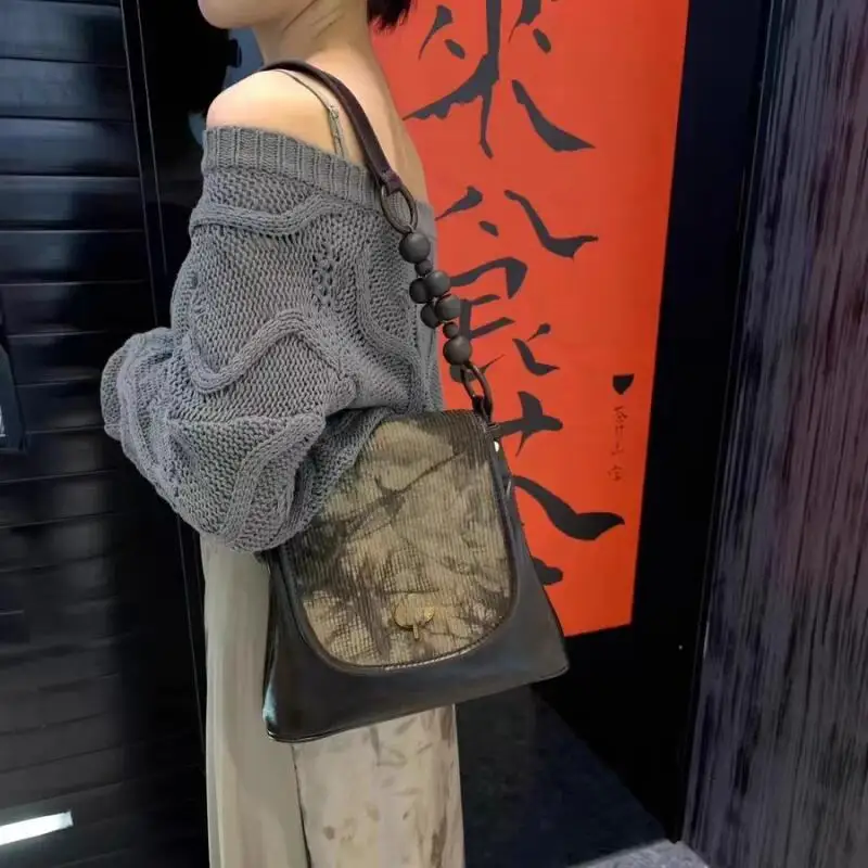 

Leisure Fashion Shoulder Bags Ink Painting New Chinese Style Design Chinese Style Axillary Bags Versatile Outdoor Crossbody Bags