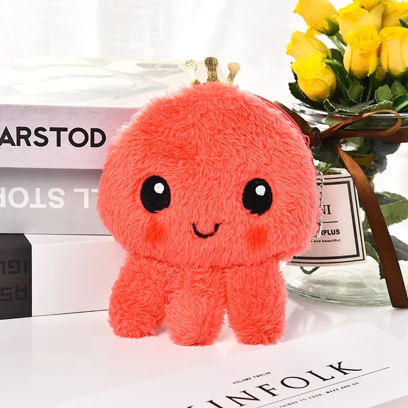 2023 heiße niedliche Cartoon Octopus weiche Plüsch Geldbörse Mini Kawaii Reiß verschluss Kinder Mädchen Münze Brieftasche Karte USB Kabel Tasche Schlüssel Brieftasche