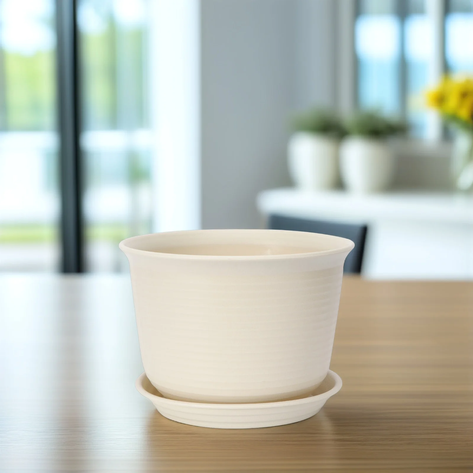 

Plastic Flower Pots Resin Smooth Drainage Holes For Succulents Herbs Plant Nursery Small Garden Decor Planter