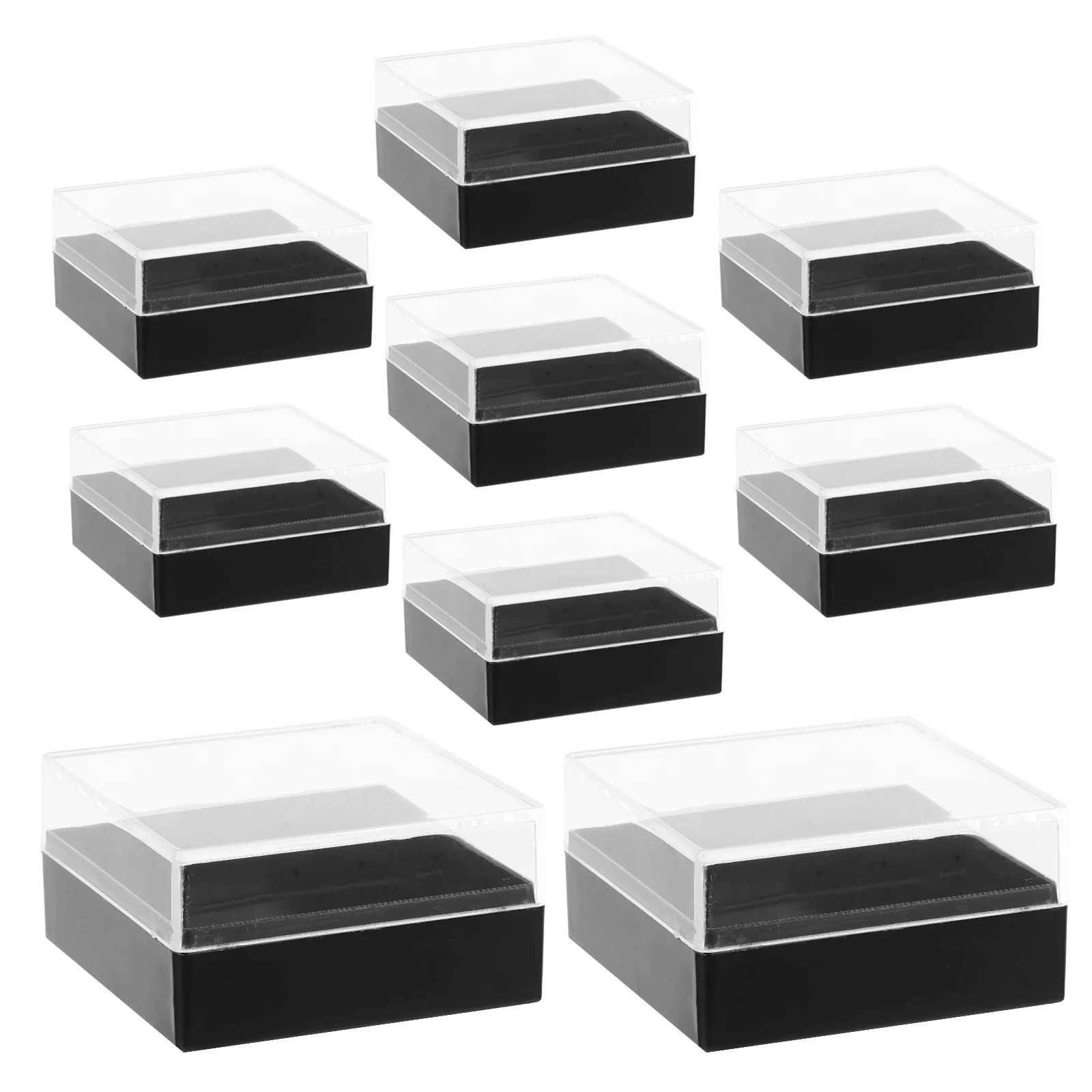 

10 PCS Transparent Box Jewelry Ring Case Display Button Pin Holder Earring Boxes for Jewellery Sponge Man