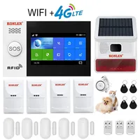 4G WIFI GSM Home Burglar Wireless Touch Alarm System with Pet Immune PIR Sensor Solar Siren Tuya Smart Life