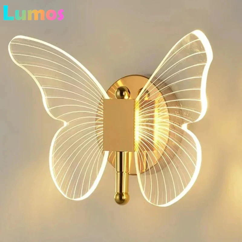 

PD Butterfly Wall Corridor Modern Simple Creative Nordic Living Room Bedside Bedroom Lamp LED Indoor Lighting Decorati