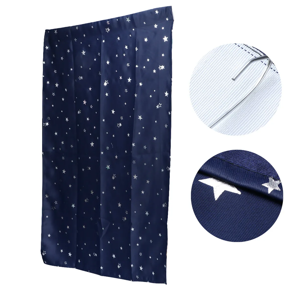 Star Printed Navy Blue Window Curtain Embroidered Decorative Room Darkening Drape Bedroom Living Room Privacy Heat Block view 5