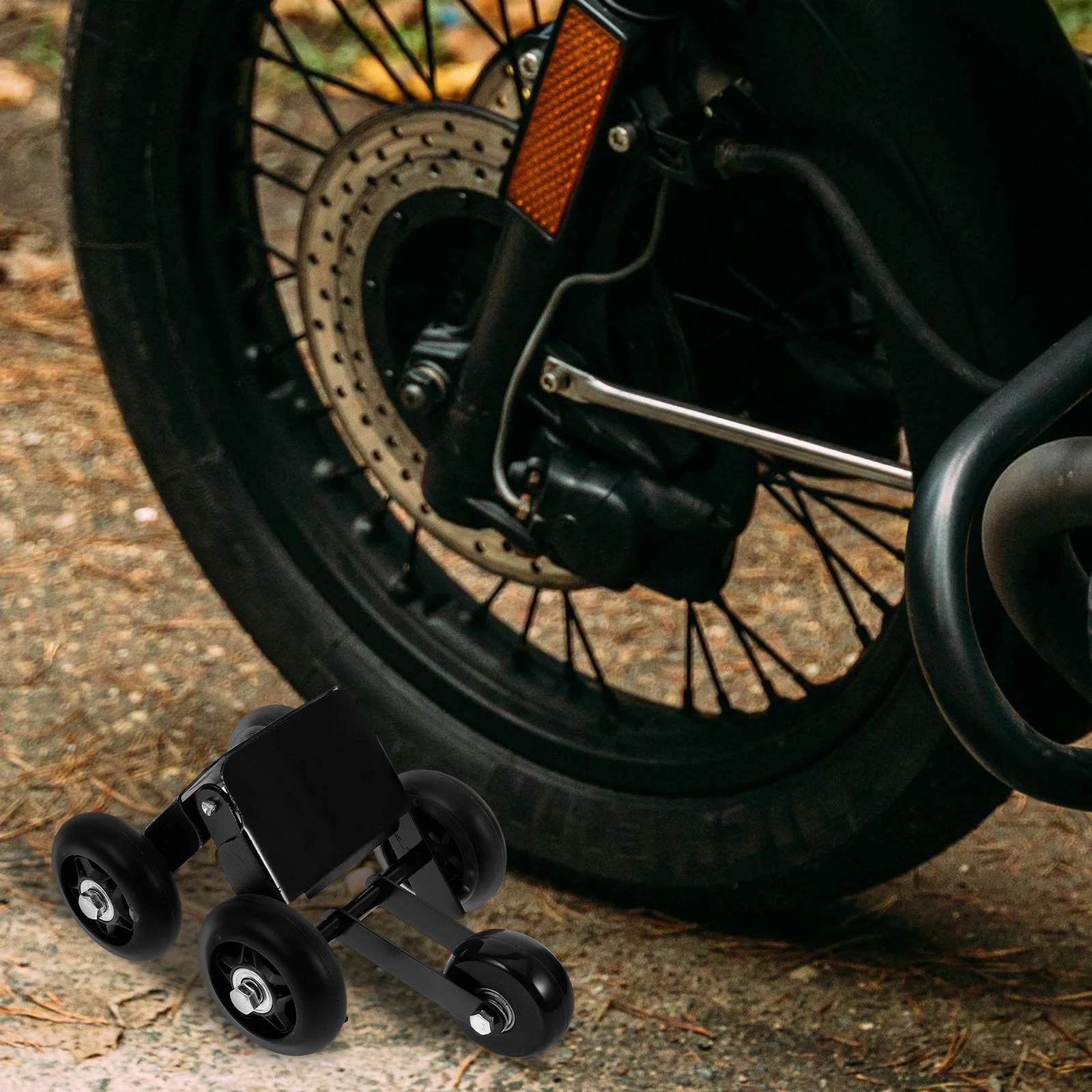 

Tire Roller Motorcycle Tire Mover Tool Portable Emergency Trolley for Bike Blowout Sturdy Wheel Moving Device Compatible with