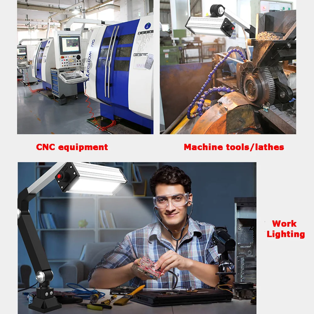 220V24v Led Machine Tool Work Light Waterproof And Oil Proof Long Arm Lighting, CNC Lathe Light