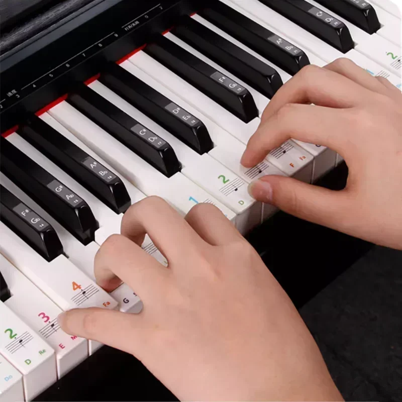 37/49/54/61/88/76 Piano Keyboard Stickers Transparent Electronic Keyboard Key Piano Stave Note Sticker Symbol Tags for Keys
