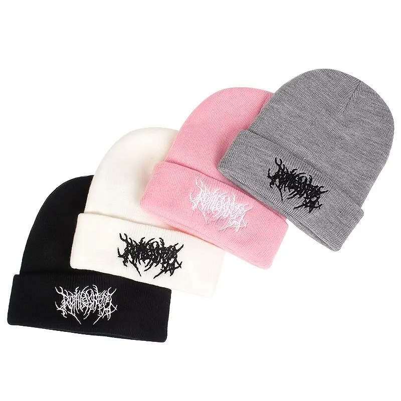 Unisex haft w paski czapki jesienno-zimowe ciepła czapka czapka z daszkiem czapka typu Beanie dla kobiet mężczyzn