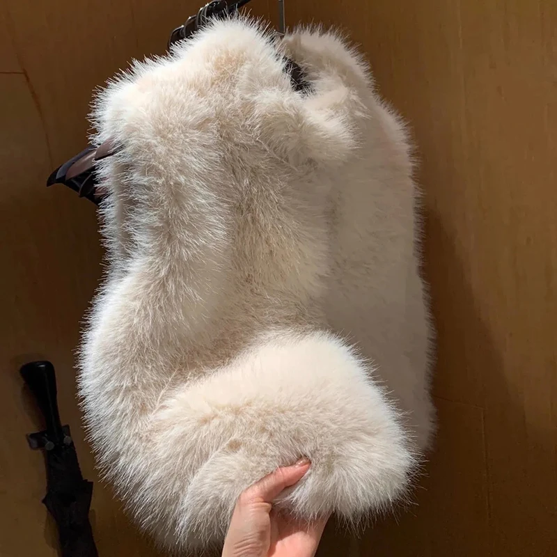 المرأة فو الثعلب الفراء سترة أنيقة الشتاء سميكة الدافئة أكمام معطف رقيق كلاسيكي بسيط عادية الوقوف طوق موضة أبلى