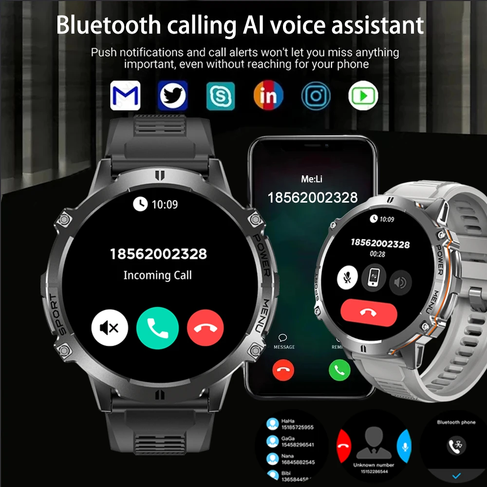 Pour XIAOMI 1000MAH résistance Sport montre intelligente hommes 1.73 pouces HD écran GPS tracker boussole Bluetooth appel étanche montre intelligente