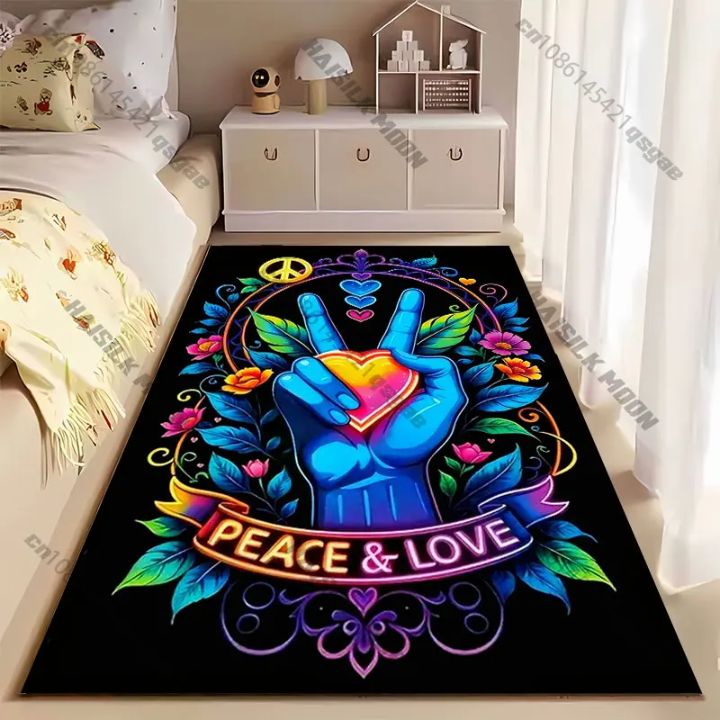 Peace love harmony and unity carpet Yoga living room room decor children's crawling mat doormat area rug games mat