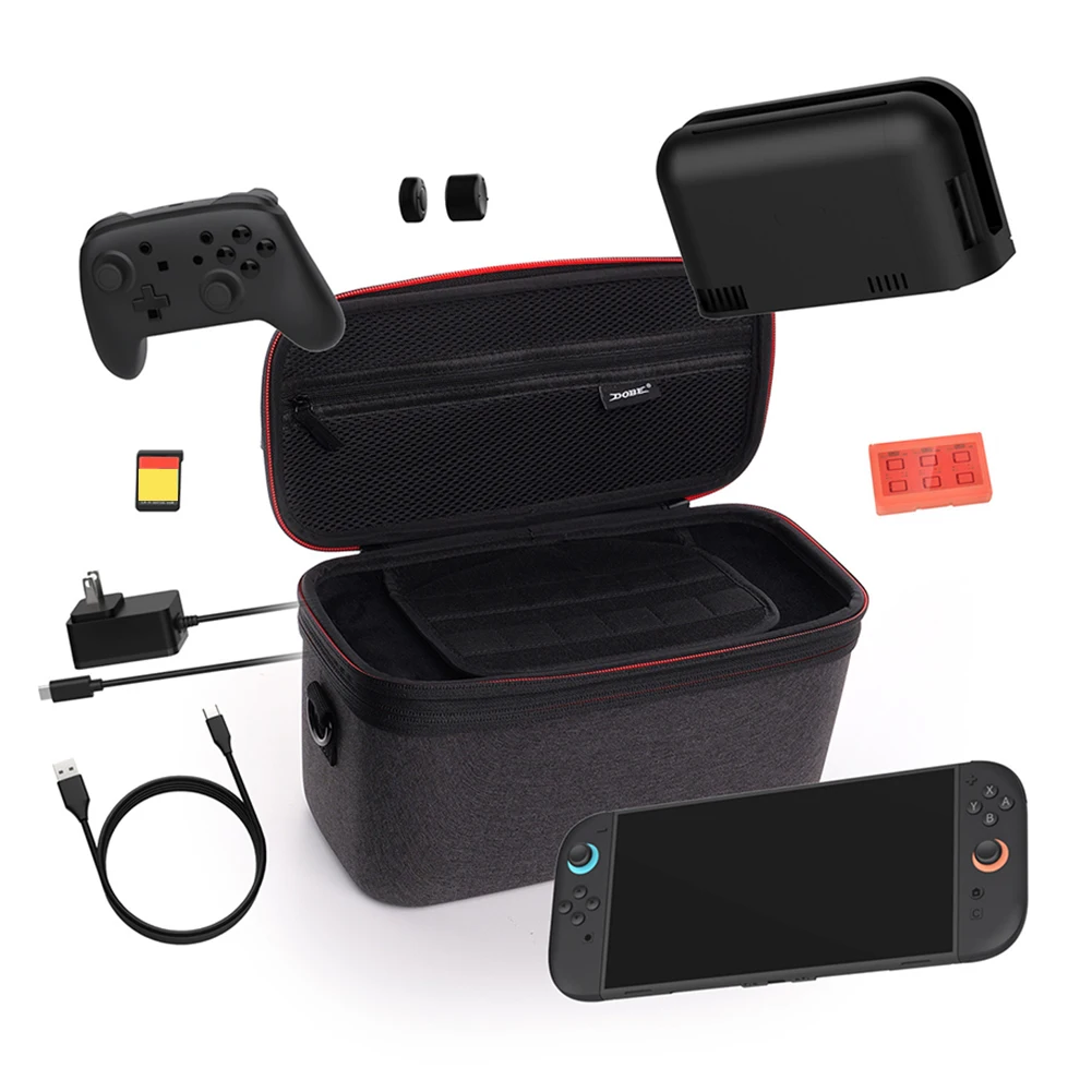 

EVA Hard Carrying Case for Switch 2 Protective Travel Bag Shockproof Travel Carry Case Large With Shoulder Strap & Game Card Box
