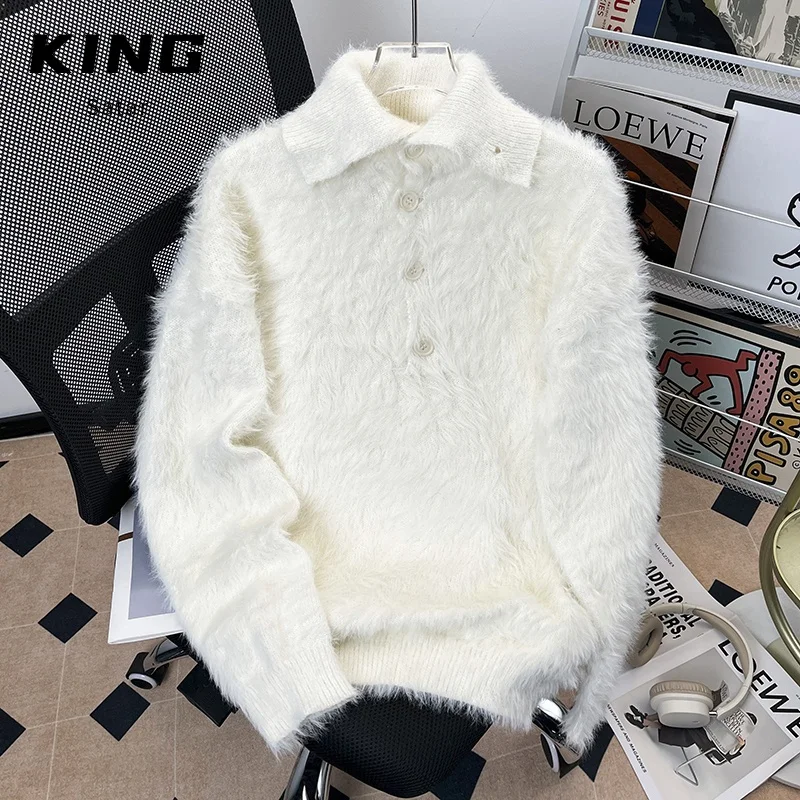 

Korean Sle Lazy Loose Fit Long Sve Knitted Sweater Couples Plu Outerwear Casual Comfortable Polyester Fiber Winter Coat