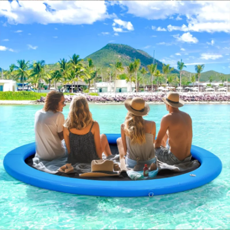Runde aufblasbare Wasser hängematte schwimmende Plattform Schwimmbad matte für Pool Angel plattform Insel Hängematte schwimmende Plattform