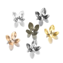 50Pcs/Lot Gold Color Metal Flower Bead Caps Findings Spacer End Bead Cap Charms for DIY Bracelet Jewelry Making Supplies