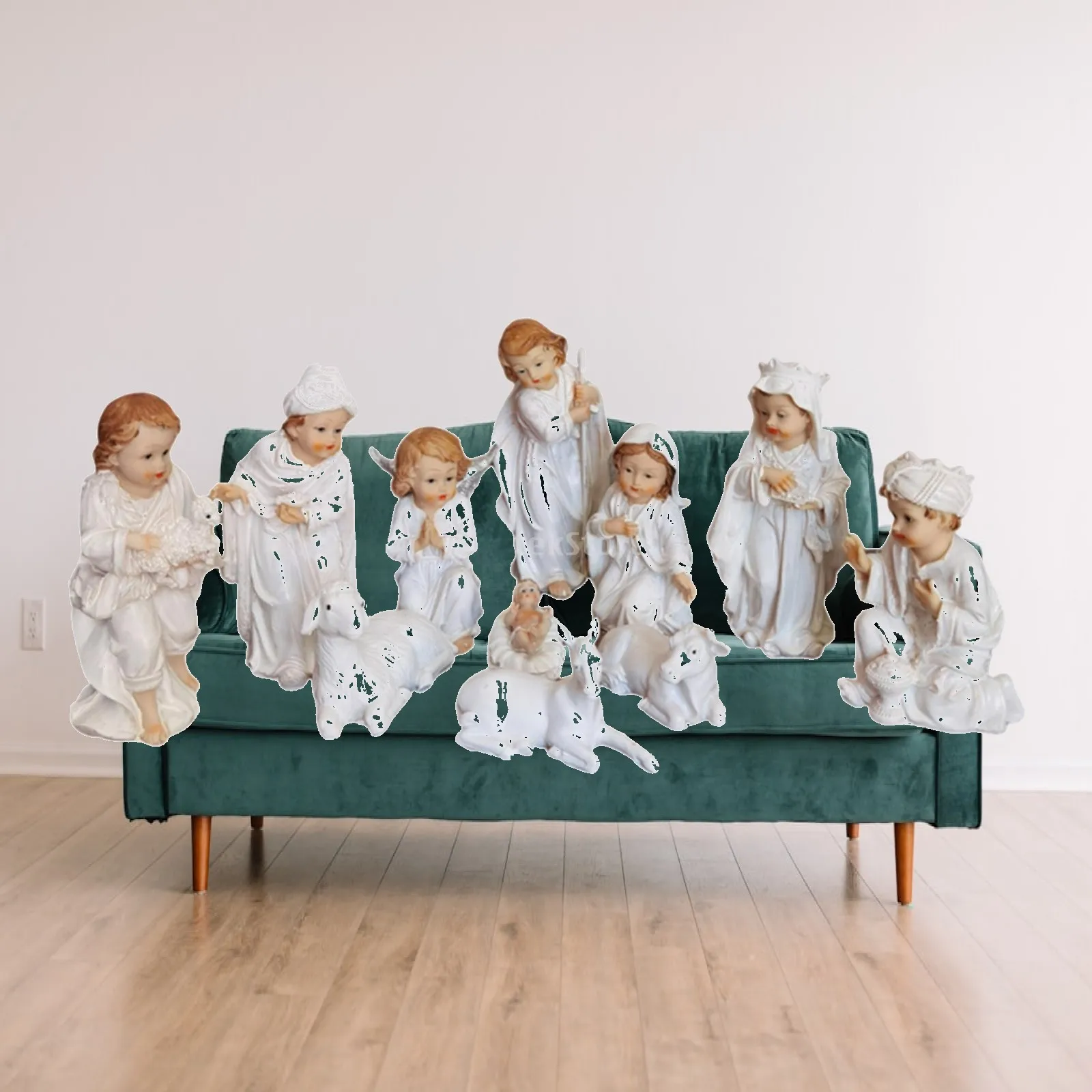 11 Pieces Nativity Sets for Christmas Birth of Jesus Crafts Jesus Statue Ornament Resin Statue for Tabletop Xmas Gift Holiday