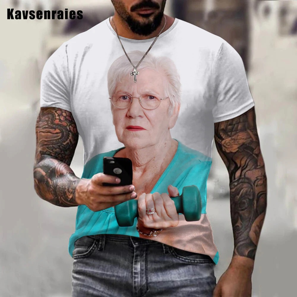 2022 Senior Lady Licking Popsicle Printed 3D T-shirt Kawaii Grandmother Funny T Shirt Men Women Summer Fashion Casual Clothes