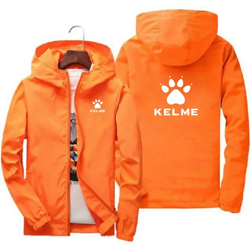 Kelme - Men's hooded jacket, large zippered sports jacket, raincoat, outdoor camping, spring and autumn, new products for 2024