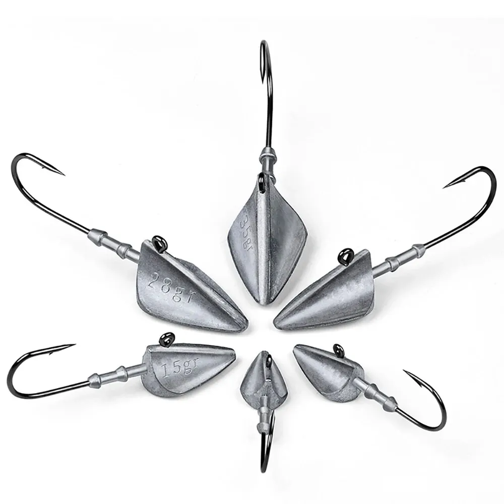 5pcs Triangle Jig Head Fishing Hooks with Sharp Hooks and Soft Bait 7g 10g 15g 21g 28g 35g Premium Lead Jig Head Hooks