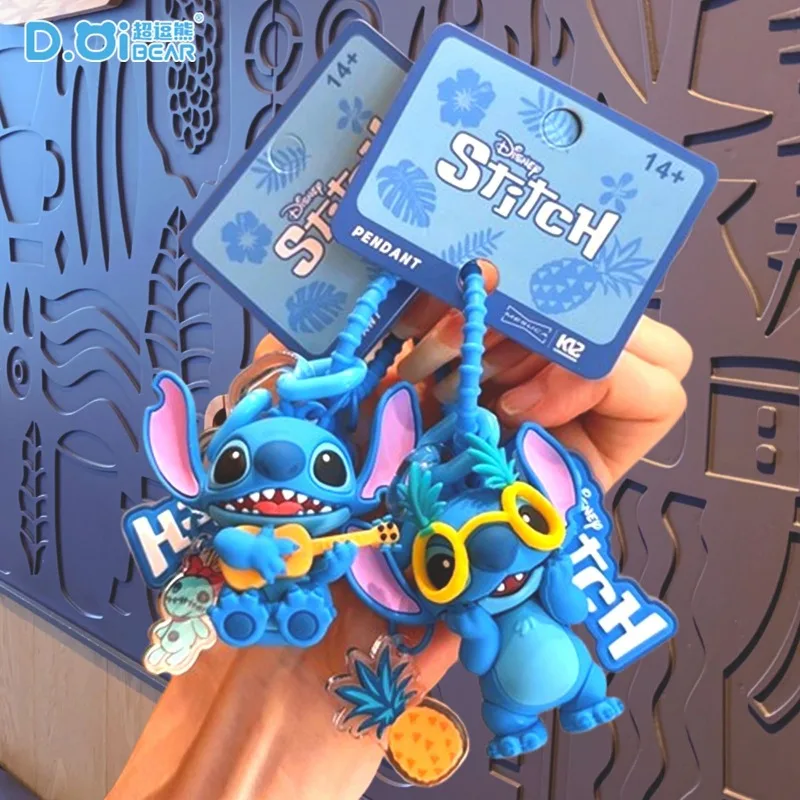 

Disney Genuine Summer Pineapple Stitch Series Keychain Pendant Cartoon Doll Student School Bag Hanging Chain Gift Girls BoysGift