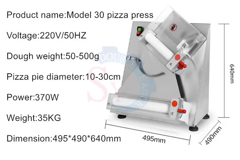 30 เชิงพาณิชย์อัตโนมัติไฟฟ้าแป้งพิซซ่ากด Sheeter อุปกรณ์ Roller เครื่องทําพิซซ่า Rondo Tortilla เครื่องขึ้นรูป