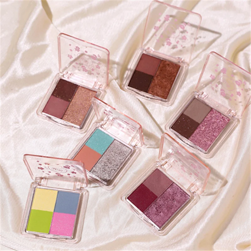 팔레트3 Colors Pink Purple Eye Shadow Plate Cute New Pearl Shine Powder Finish Portable Cosmetics Small Rose Pigments Makeup Tools