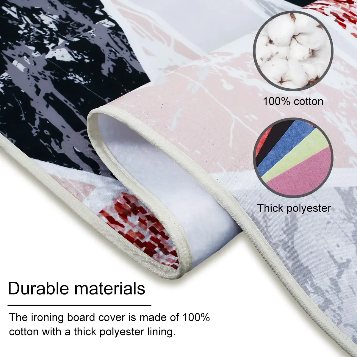 100% Cotton Ironing Board Cover Thick Padding Resistant Adjustable Ironing Board Pad Protective Cloth Fits all Standard Sized