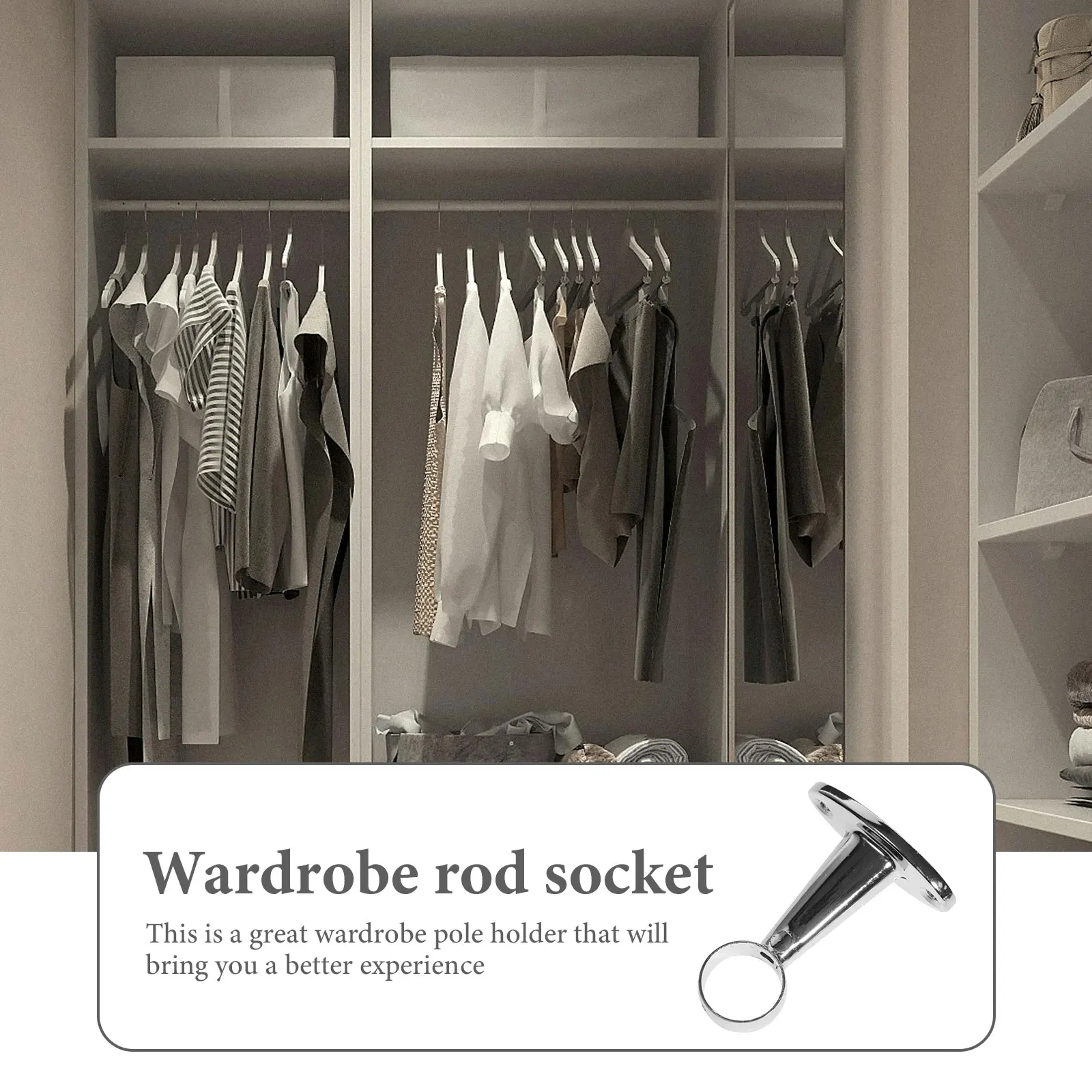 

4pcs Closet Rod Holder Wardrobe Bracket Stainless Steel Rustproof Simple Installation Heavy Duty Support Shower Curtain