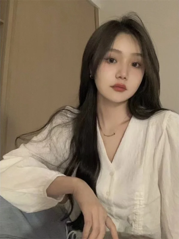 

Шикарный V-Ne ort irt Женский весенний светильник с высокой талией Bubble Sve irt Sweet Sle Straight Cut Long Sve Pure Color Button ...