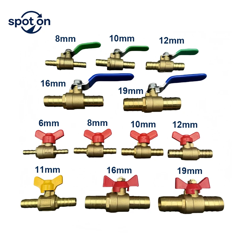 Image of 6mm 8mm 10mm 12mm 14mm 16mm 19mm 25mm 32mm Schlauchanschluss Zweiweg-Messing-Pneumatik-Absperrventil Rohrverbinder