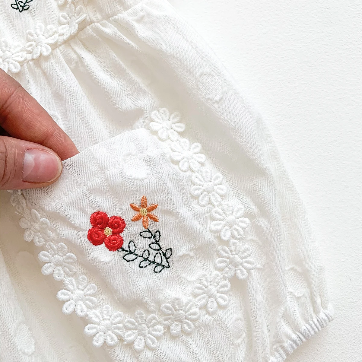 0-2 Years Old Summer Baby Romper for Girls Embroidery Flowers Short Sleeve Newborn Jumpsuit Infant Bodysuit