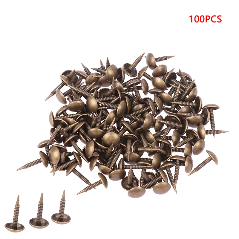 100 Uds. De clavos para tapicería de bronce antiguo, joyería, caja de madera, tachuela para sofá, chincheta, muebles para decoración del hogar, Hardware de 8mm x 15mm