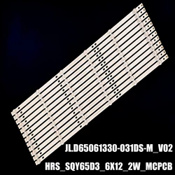 Tira de retroiluminação LED, JL.D65061330-031DS-M_V02 65D3, 6X12, HV650QUB-F9A, L65M5-ES, CE, 12mm, V2