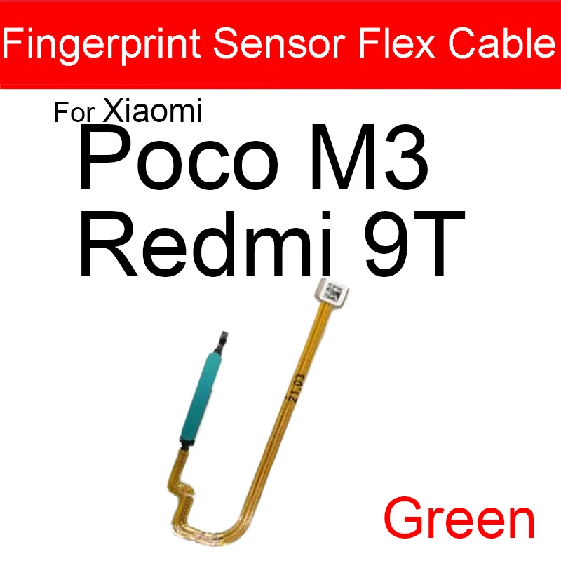 Fingerprint Home Sensor Flex Cable For Xiaomi Poco M3 M2010J19CG M2010J19CI For Redmi 9T Touch Connect Fingerprint Power Button