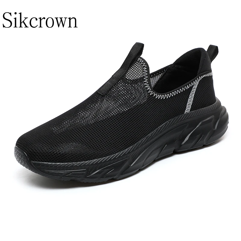 

Black Summer Breathable Sneakers for Men Size 49 Lightweight Comfortable Slip on Flats Shoes Breathable Male Loafers Sports Shoe