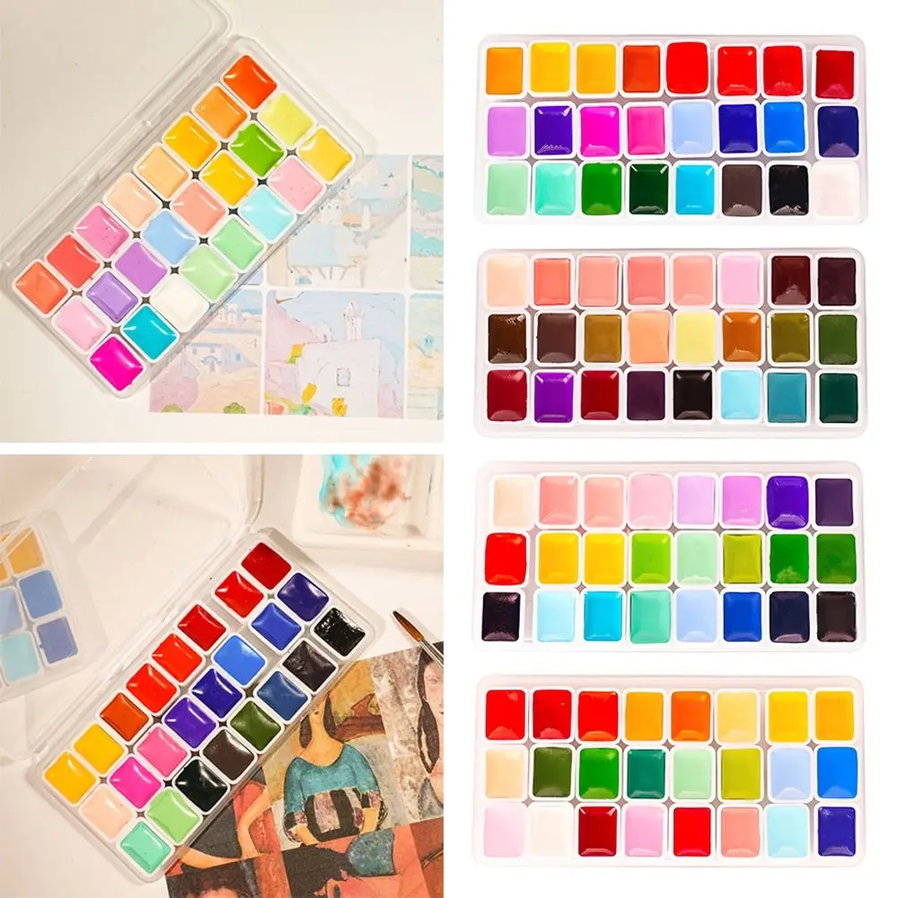 24 Colors Watercolors Paint Set Plastic Professional Color Matching Solid Pigment Quick-dry Easy To Smudge Acuarela Pigments