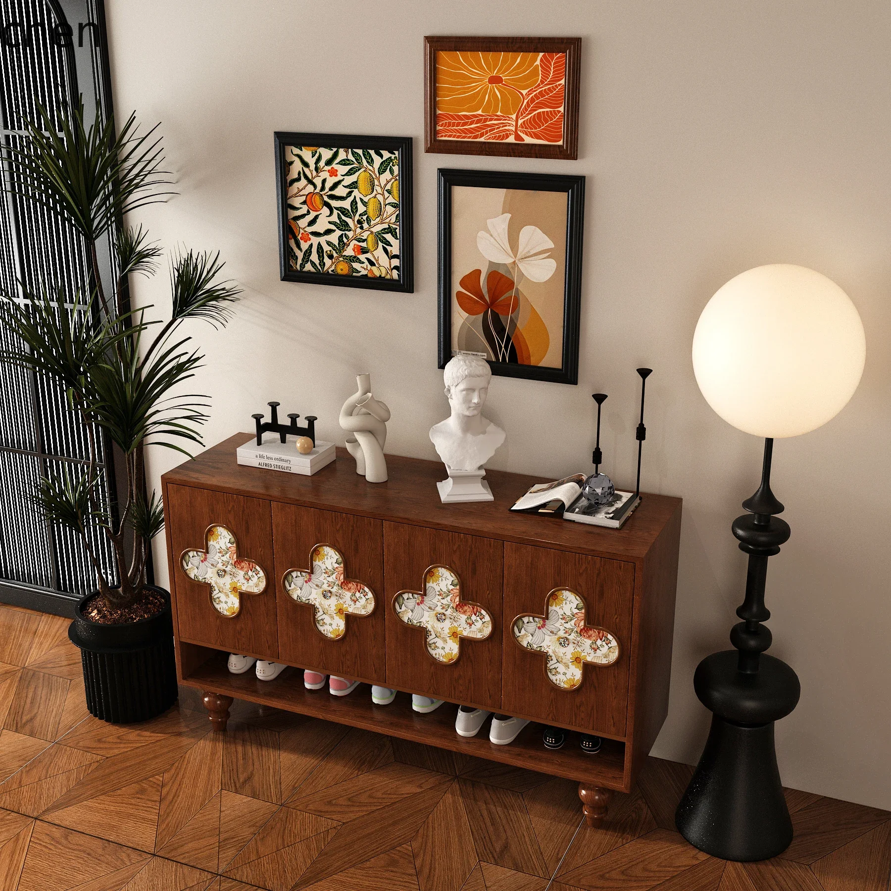 W5.19 new home door entry solid wood multi-layer indoor wall high-end living room storage cabinet