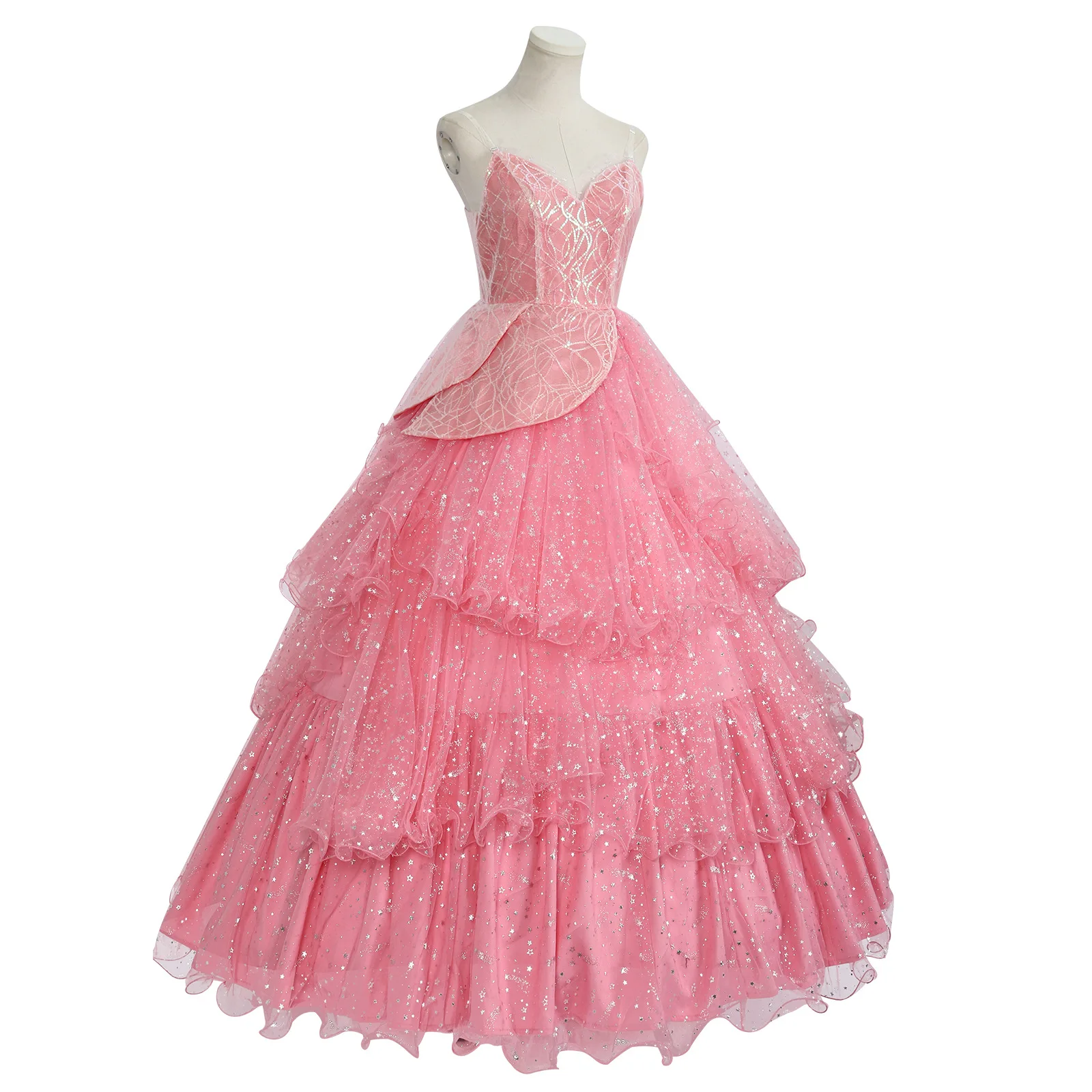 أزياء الهالوين التأثيرية لفيلم الساحرة الشريرة غليندا فستان وردي زي تنكري