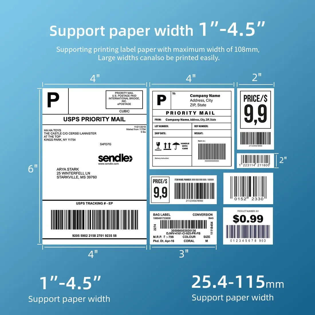 Imagem -05 - Vretti-multifuncional sem Fio Impressora de Etiquetas Impressora Térmica Direta Barcode Sticker Printer Express Dhl Ups 420b