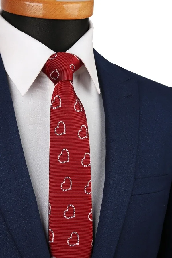 Red Heart Pattern Slim Tie SK7087