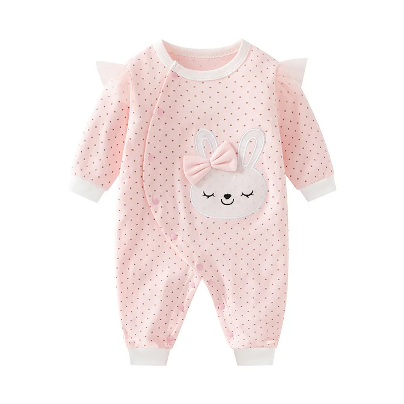 

pink rabbit Newborn Jumpsuit Long Sleeves Baby Rompers for Girls spring Clothes Infant Outfit Toddler Onesie 0-12M