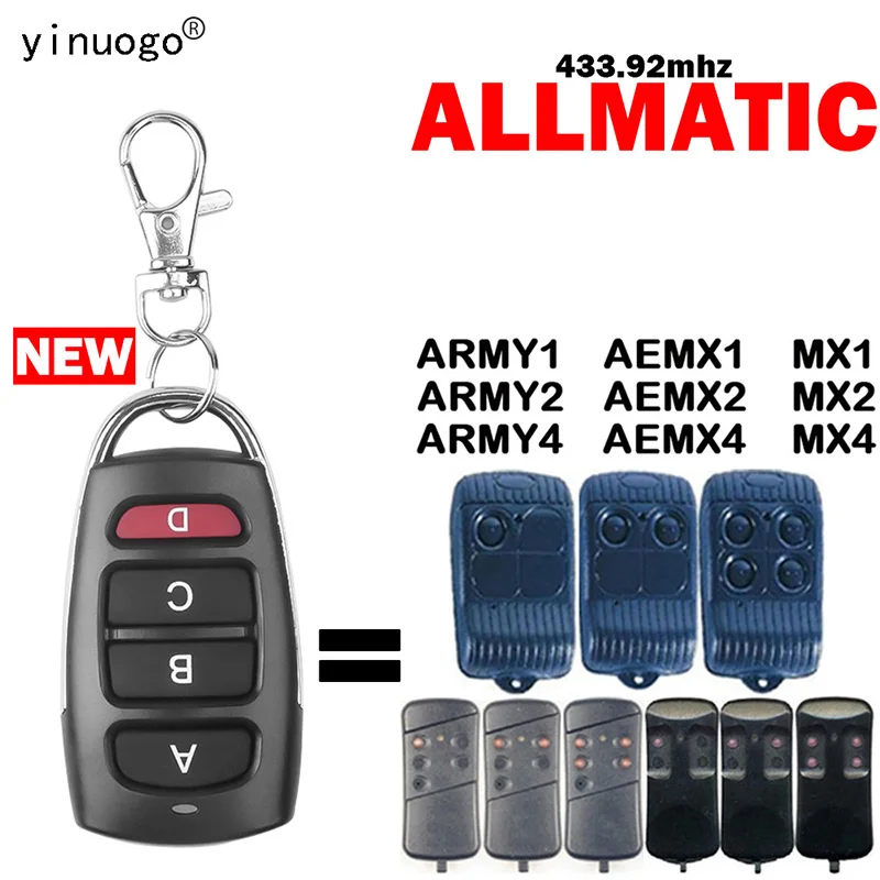 

ALLMATIC ARMY1 ARMY2 ARMY4 AEMX1 AEMX2 AEMX4 MX1 MX2 MX4 Garage Door Remote Control 4333MHz Fixed Code Wireless Transmitter