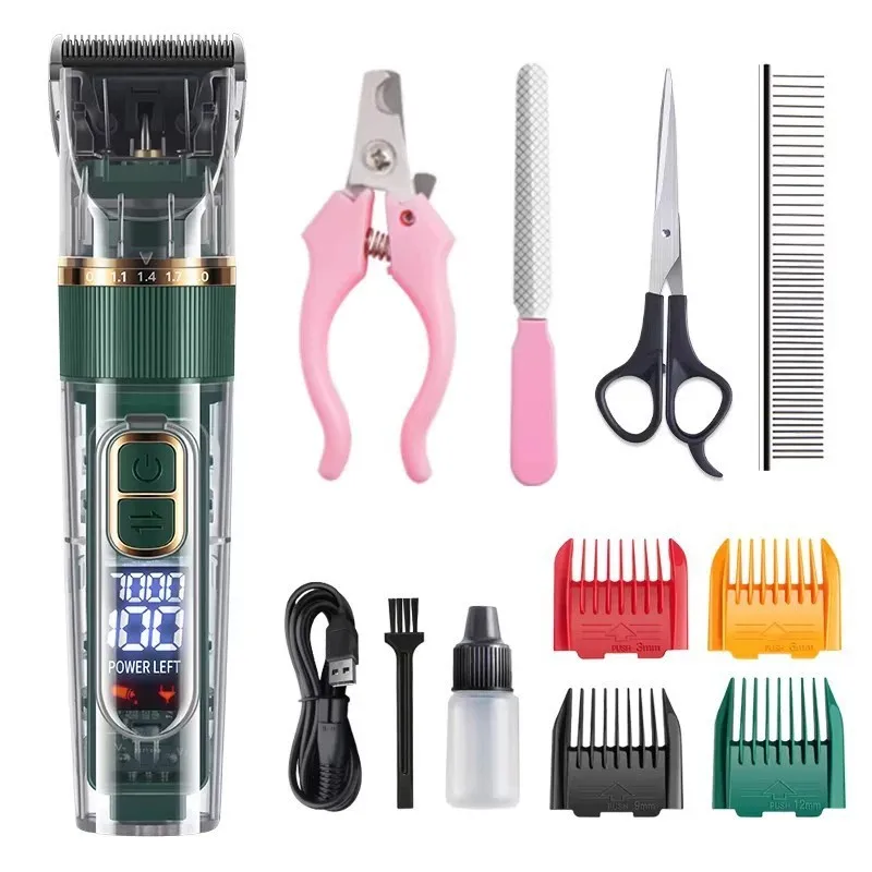 Waterproof Smart LCD Hair Trimmer - Dual Use for Pets & Humans Rechargeable Cordless with 5 Adjustable Lengths & Titanium Blades