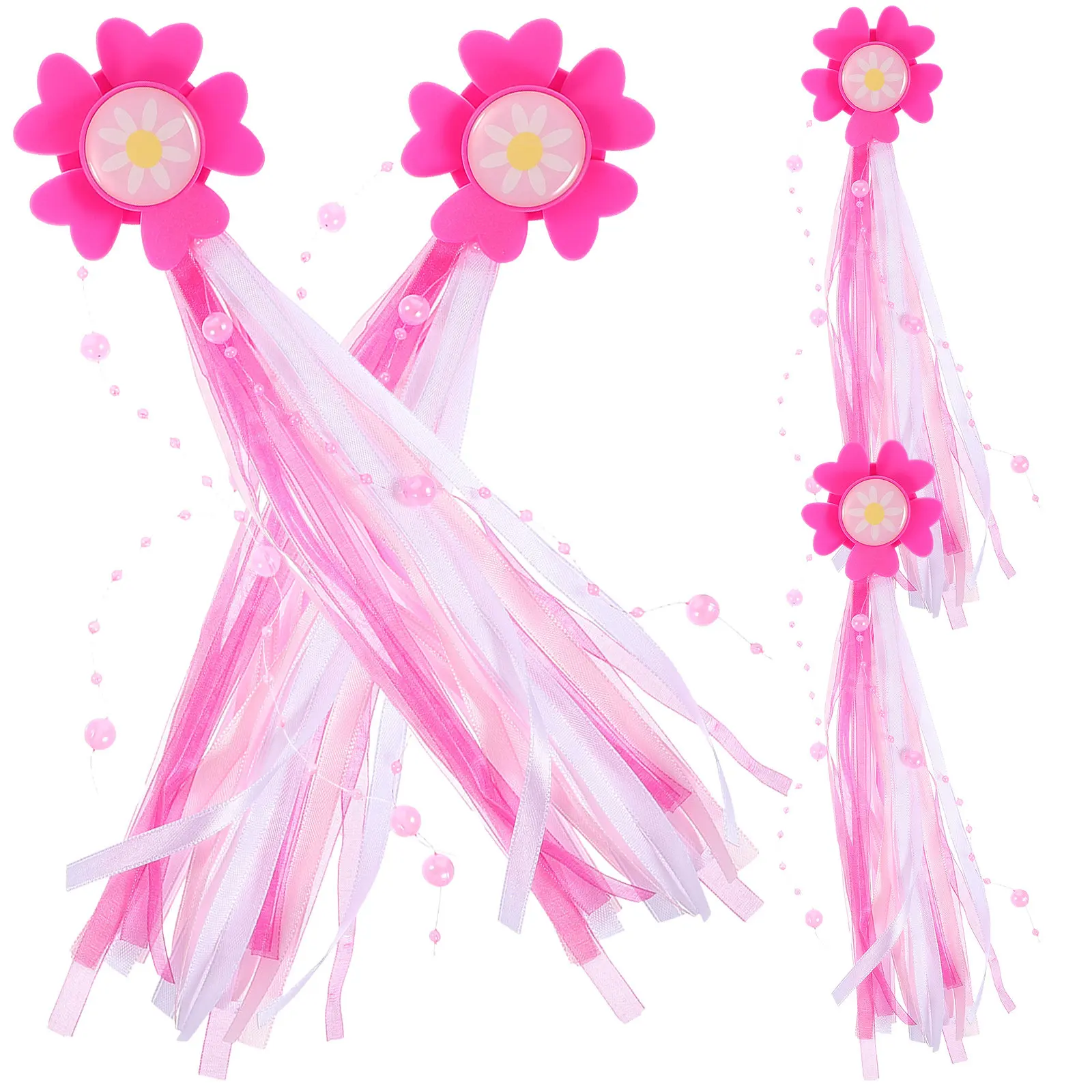 

4Pcs Handlebar Streamers Bike Accessories Colorful Plastic Polyester Tassel Ribbons Easy Install Decorative Bike Scooter