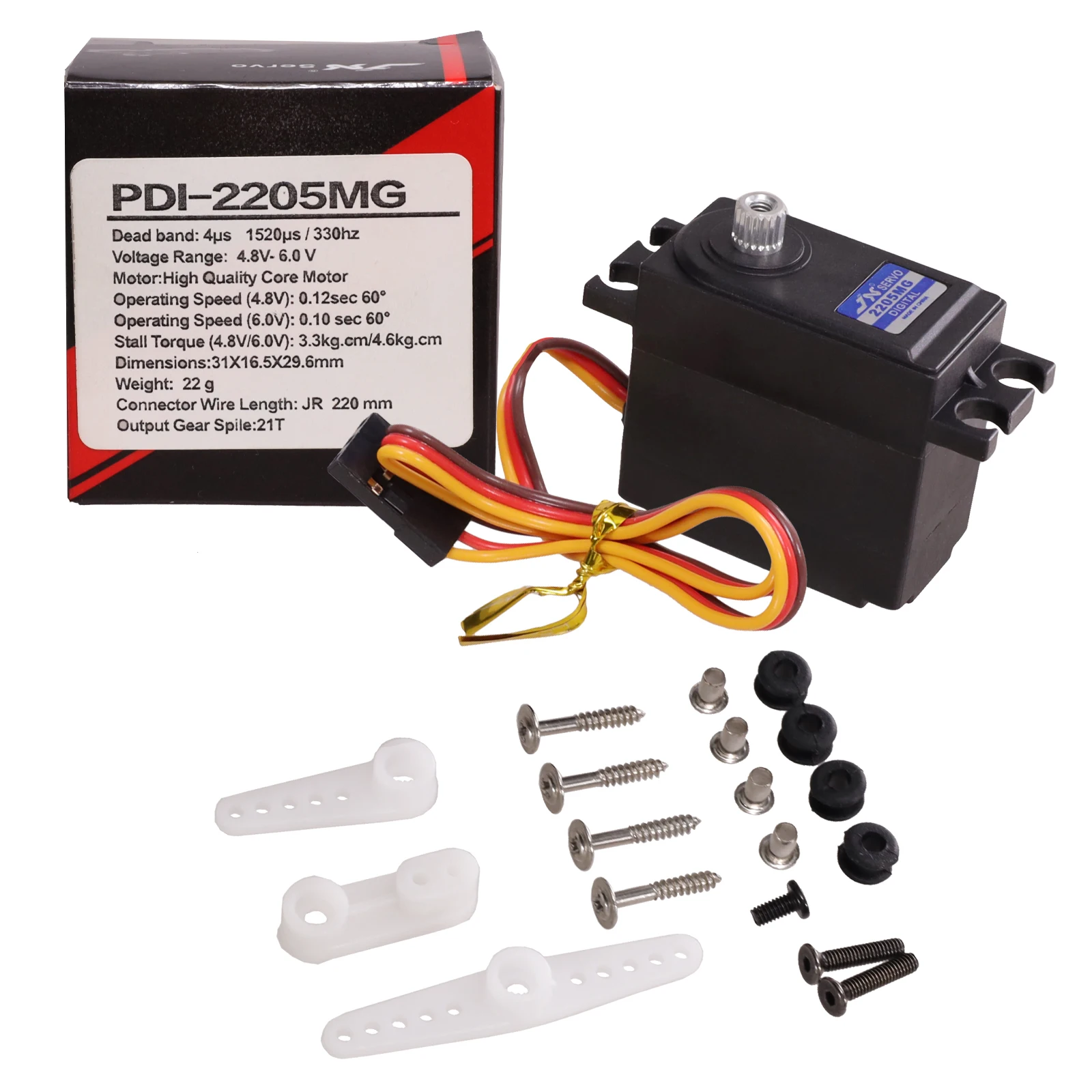 JX PDI-2205MG MJX 14210 14209 4.6KG 22G Metal Gear Digital Servo 3 Wires For Riaaria 1/12 14 RC Car FY01 SB1508 Części zamienne